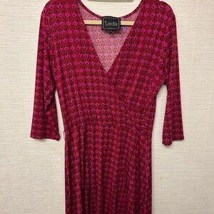 Leota Women's Red Patterned Long Sleeve Dress